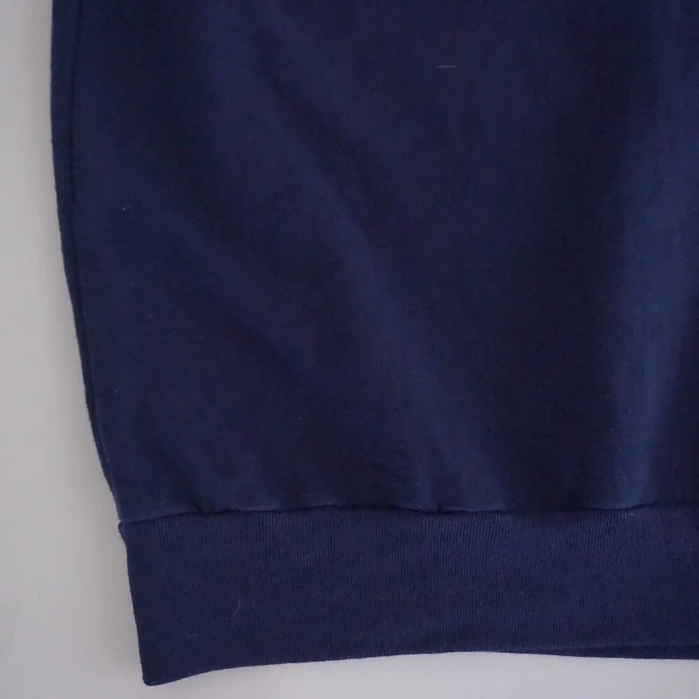 Vintage Top Stitch Navy Blue White Embroidered Cat Peter Pan Collar Sweater S - Picture 6 of 9